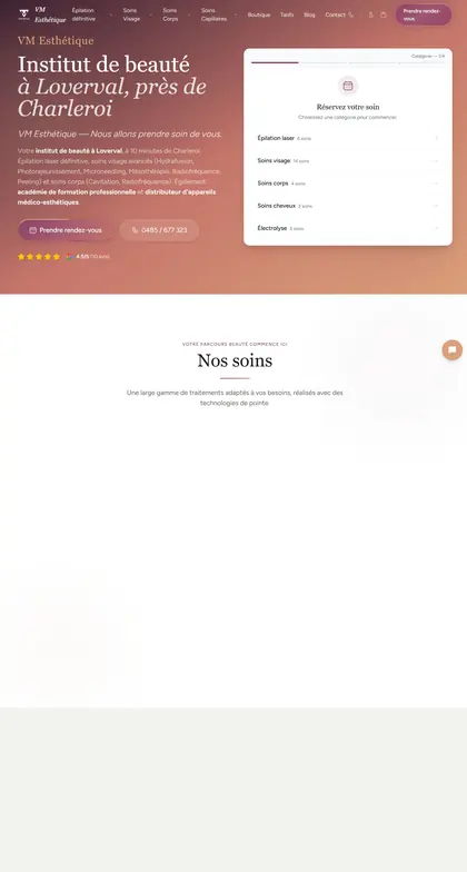 Le site VM Esthétique, que nous avons conçu et mis en ligne